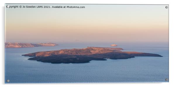 Sunrise over the Caldera, Santorini Acrylic by Jo Sowden