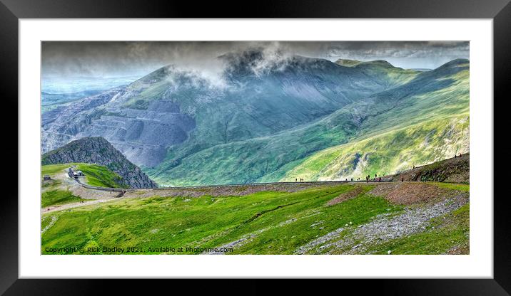 Walking down Snowdon Framed Mounted Print by Rick Lindley
