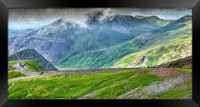 Walking down Snowdon Framed Print by Rick Lindley