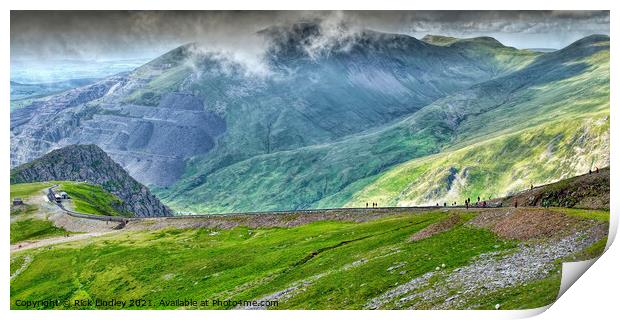 Walking down Snowdon Print by Rick Lindley