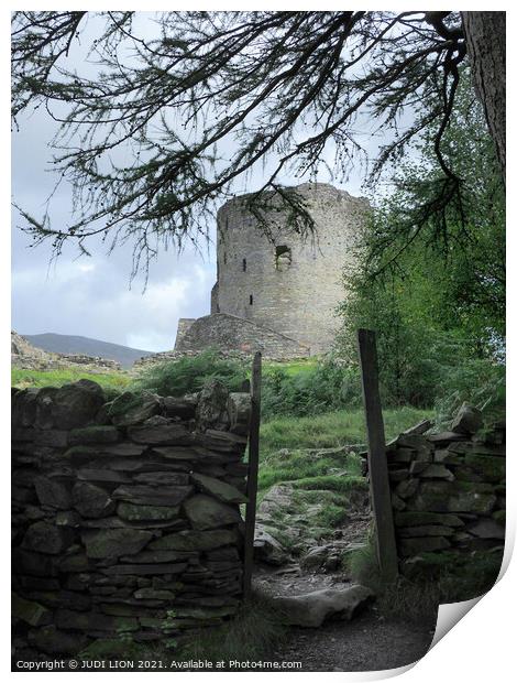 Dolbadarn Castle Llanberis Print by JUDI LION