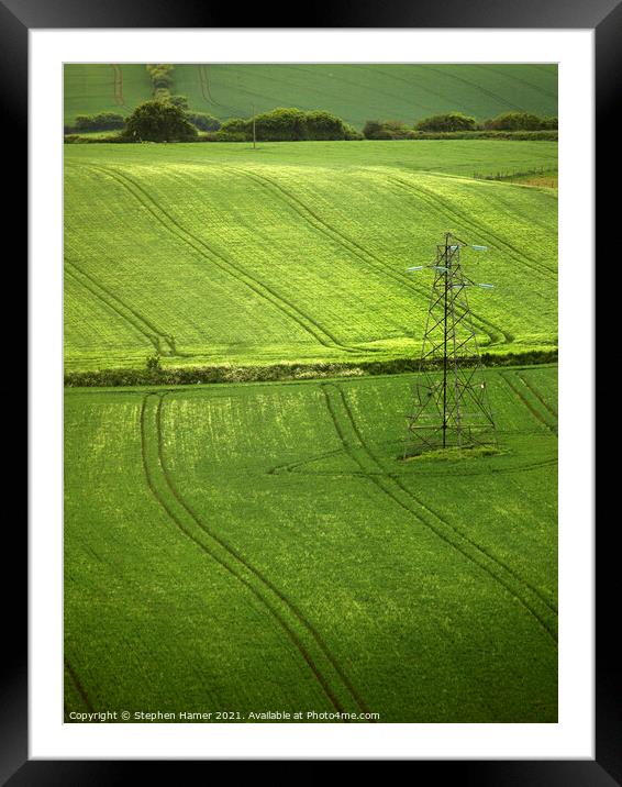 Parallel Lines & Pylon Framed Mounted Print by Stephen Hamer