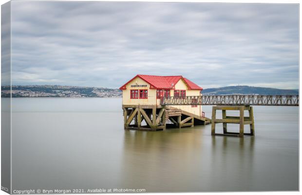 The old lifeboat station on Mumbles pier Canvas Print by Bryn Morgan