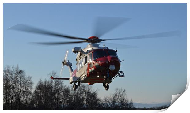 UK Coastguard search and rescue helicopter at Ayr  Print by Allan Durward Photography