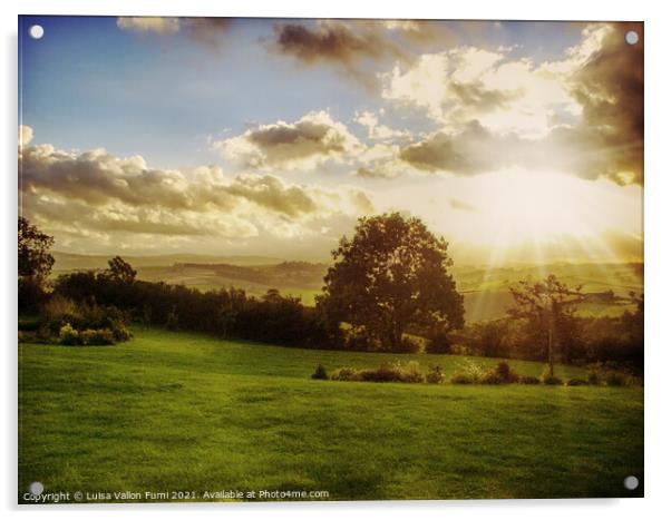 South Devon landscape Acrylic by Luisa Vallon Fumi
