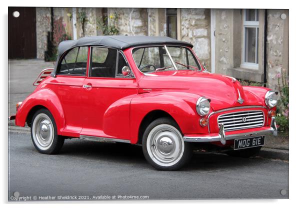 Morris Minor 1000 in Red Acrylic by Heather Sheldrick