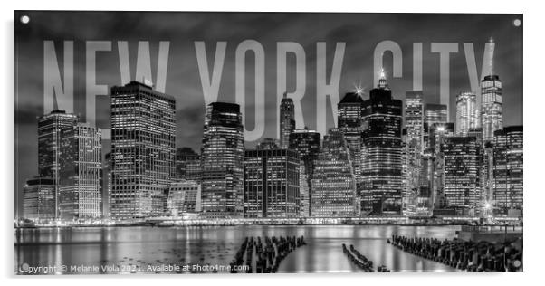 NEW YORK CITY Skyline | Monochrome Panorama Acrylic by Melanie Viola
