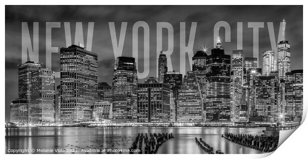 NEW YORK CITY Skyline | Monochrome Panorama Print by Melanie Viola