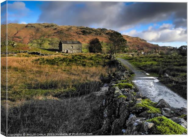 Great Langdale in the lake district Cumbria Shepherds hut 370  Canvas Print by PHILIP CHALK