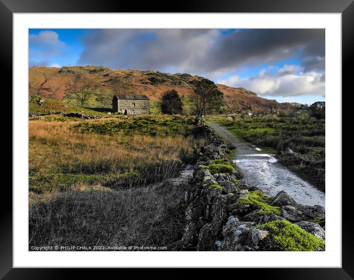 Great Langdale in the lake district Cumbria Shepherds hut 370  Framed Mounted Print by PHILIP CHALK