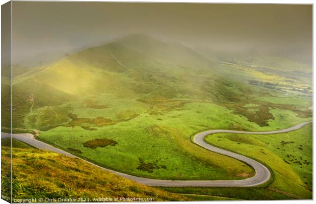 Edale road with heavy precipitation moving in Canvas Print by Chris Drabble