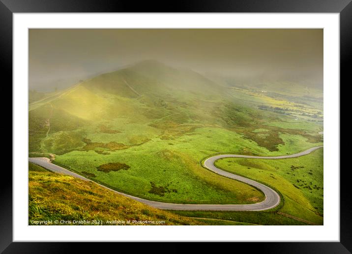 Edale road with heavy precipitation moving in Framed Mounted Print by Chris Drabble
