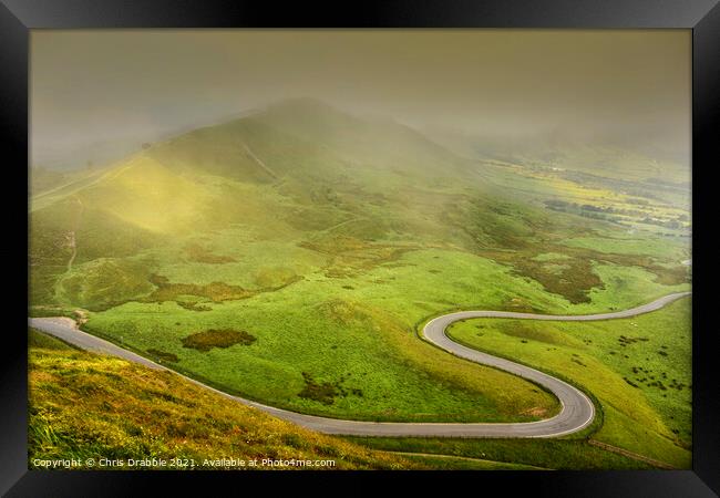 Edale road with heavy precipitation moving in Framed Print by Chris Drabble
