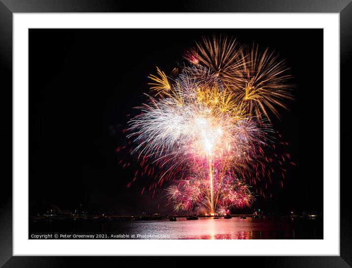 Fireworks Over The Barbican Harbour, Plymouth Framed Mounted Print by Peter Greenway
