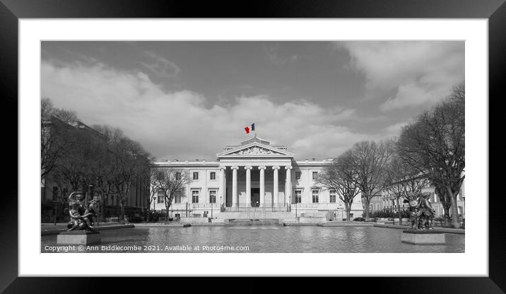 Palais de Justice building in Marseille in monochr Framed Mounted Print by Ann Biddlecombe