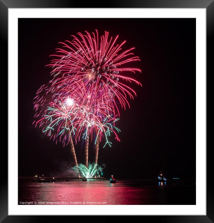 British Firework Championships At Plymouth Framed Mounted Print by Peter Greenway