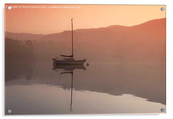 Sailing boat on Coniston water 371  Acrylic by PHILIP CHALK