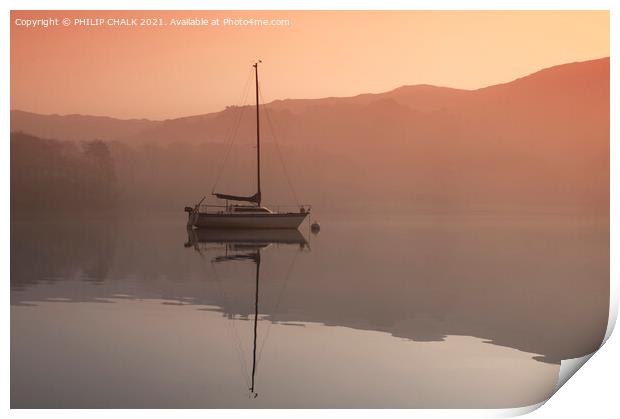 Sailing boat on Coniston water 371  Print by PHILIP CHALK
