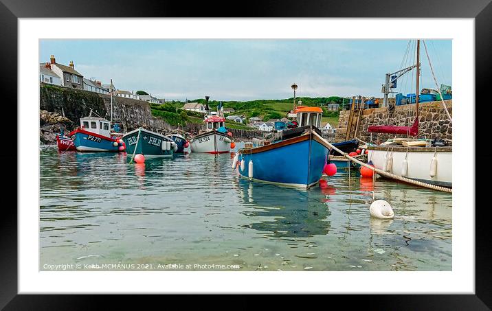 Coverack, Cornwall boats in harbour Framed Mounted Print by Keith McManus