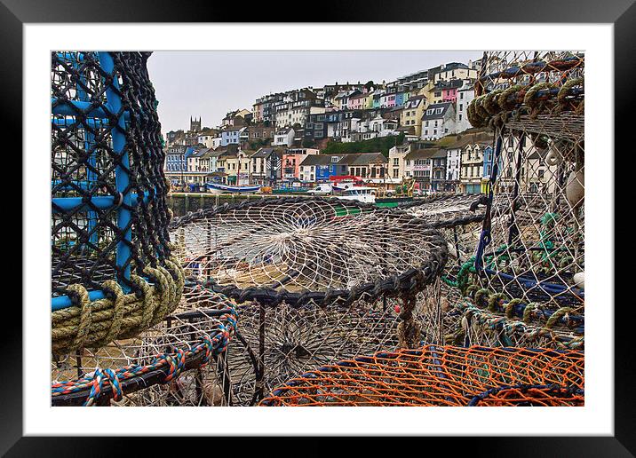 Brixham Lobster Pots Framed Mounted Print by kevin wise