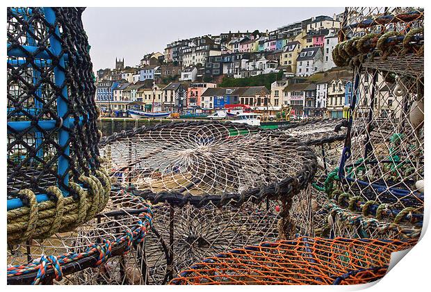 Brixham Lobster Pots Print by kevin wise