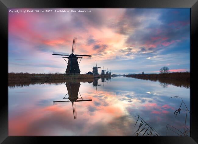 Kinderdijk Sunrise Framed Print by Kevin Winter