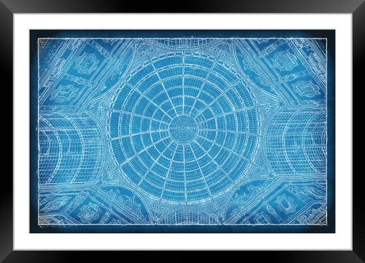 Galleria Blueprint Framed Mounted Print by Richard Downs