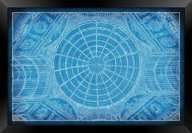Galleria Blueprint Framed Print by Richard Downs