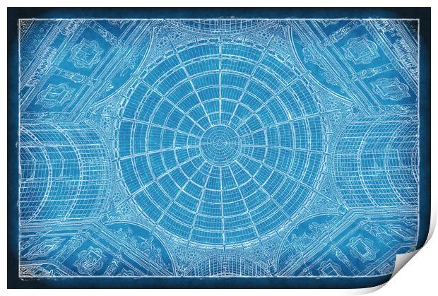 Galleria Blueprint Print by Richard Downs