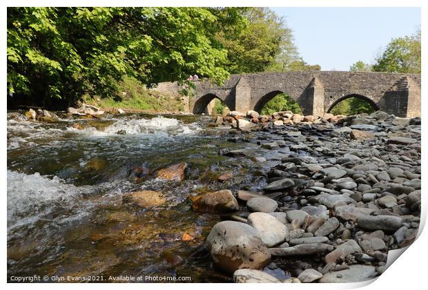 Dipping Bridge over the River Ogmore Print by Glyn Evans