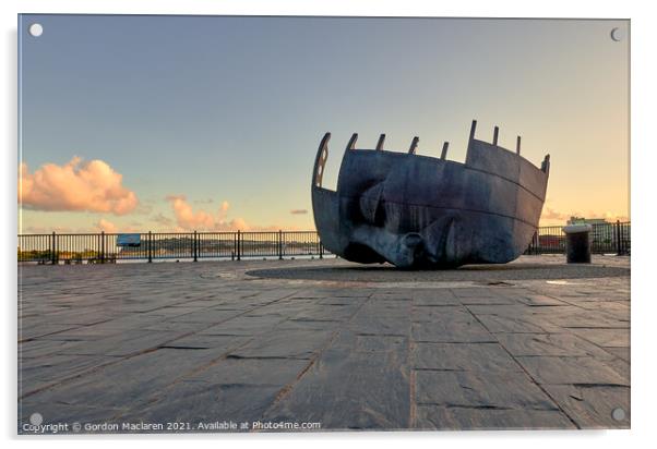 The Merchant Seaman Memorial in Cardiff Bay Acrylic by Gordon Maclaren