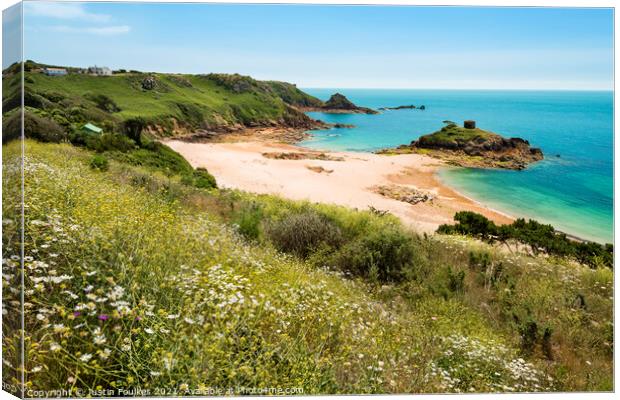 Portelet Bay, Jersey, Channel Islands, UK. Canvas Print by Justin Foulkes