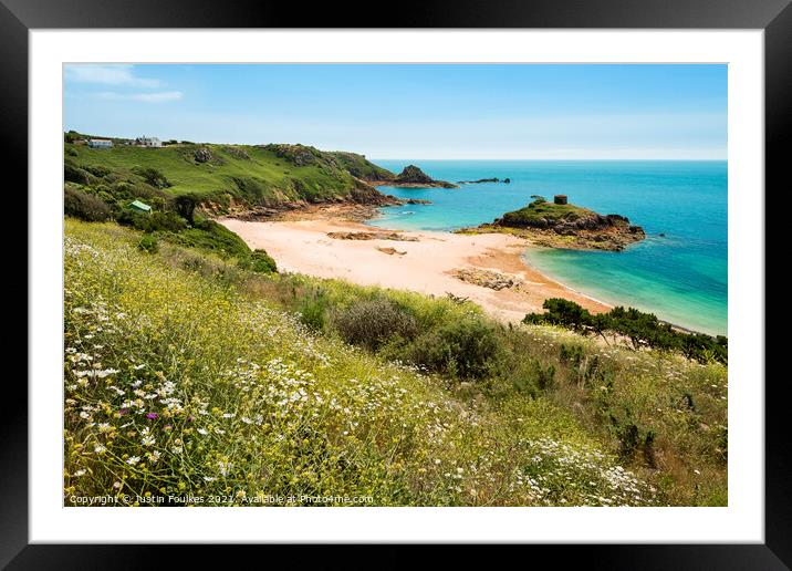 Portelet Bay, Jersey, Channel Islands, UK. Framed Mounted Print by Justin Foulkes