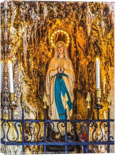 Illuminated Mary Statue Church of Angelo San Raffaele Venice Ita Canvas Print by William Perry