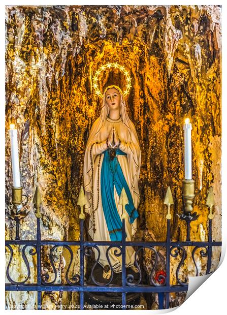 Illuminated Mary Statue Church of Angelo San Raffaele Venice Ita Print by William Perry