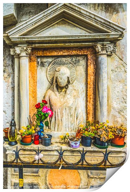 Mary Statue Street Shrine Neighborhoods Venice Italy  Print by William Perry