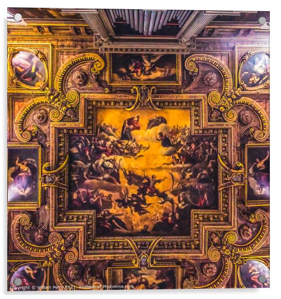 Organ Ceiling Paintings Church of San Zulian Venice Italy  Acrylic by William Perry