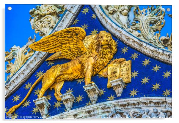 Winged Lion Venetian Symbol Saint Mark's Square Venice Italy Acrylic by William Perry