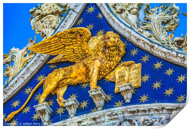 Winged Lion Venetian Symbol Saint Mark's Square Venice Italy Print by William Perry