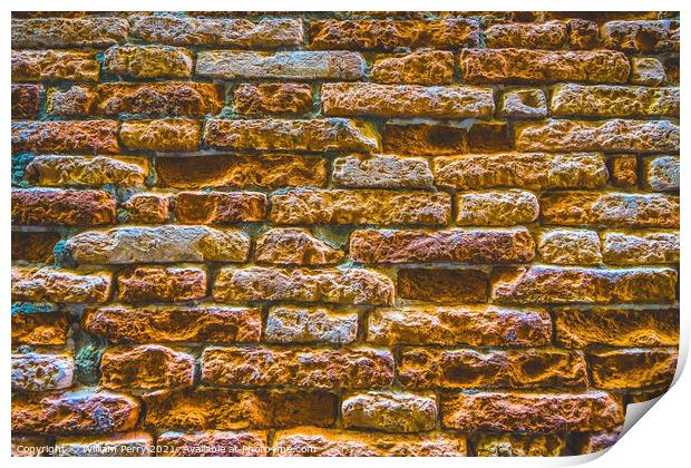 Colorful Bricks Abstract Brackground Venice Italy  Print by William Perry
