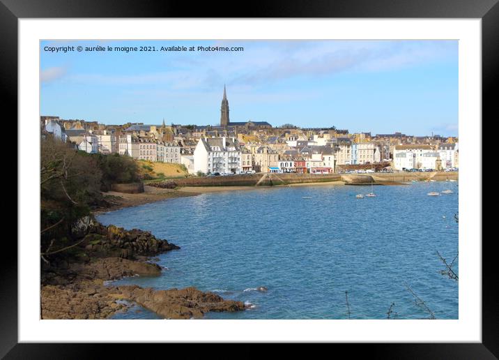 View on Douarnenez city and bay Framed Mounted Print by aurélie le moigne