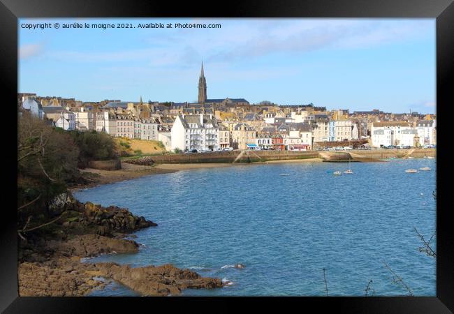 View on Douarnenez city and bay Framed Print by aurélie le moigne