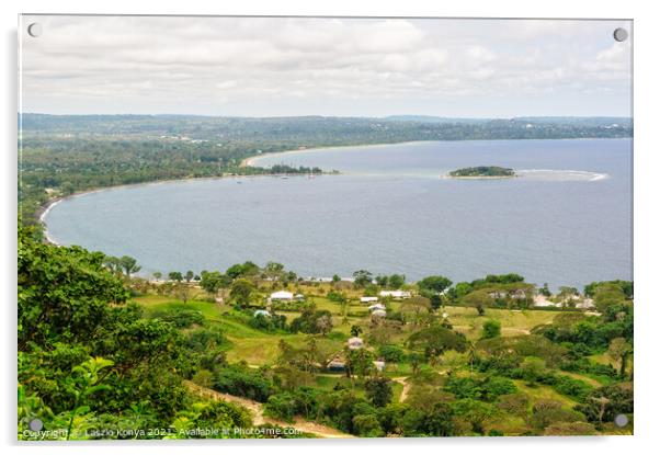 View from the Summit Gardens - Port Vila Acrylic by Laszlo Konya