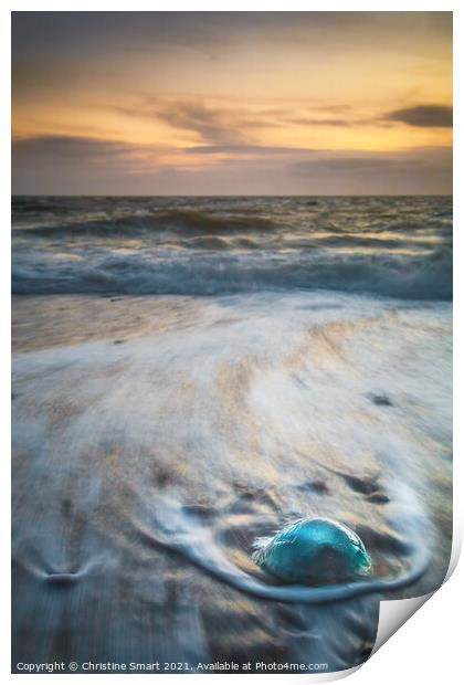 Jellyfish on Llanddwyn Beach - Sunset Seascape Anglesey North Wales Coast Print by Christine Smart