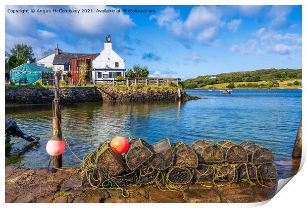 Lobster pots and floats on Badachro jetty Print by Angus McComiskey