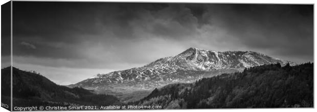 Moel Siabod Mountain Landscape Monochrome/Black and White Panorama North Wales Canvas Print by Christine Smart
