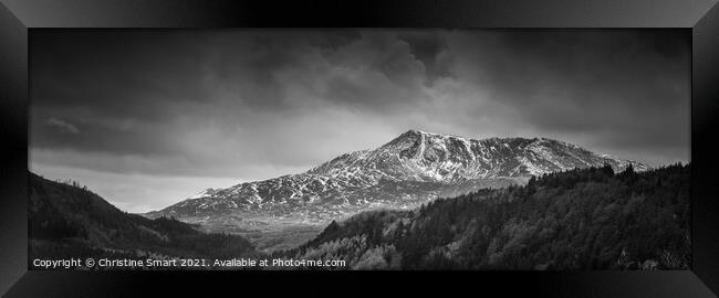 Moel Siabod Mountain Landscape Monochrome/Black and White Panorama North Wales Framed Print by Christine Smart