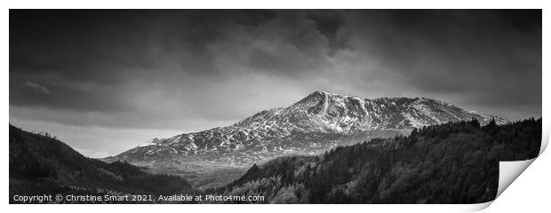 Moel Siabod Mountain Landscape Monochrome/Black and White Panorama North Wales Print by Christine Smart