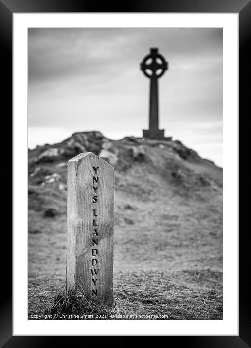 Ynys Llanddwyn / Llanddwyn Island Monochrome Black and White Landscape Scene Isle of Anglesey North Wales Framed Mounted Print by Christine Smart
