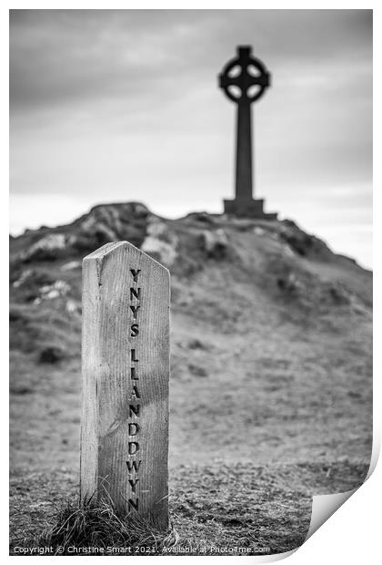 Ynys Llanddwyn / Llanddwyn Island Monochrome Black and White Landscape Scene Isle of Anglesey North Wales Print by Christine Smart